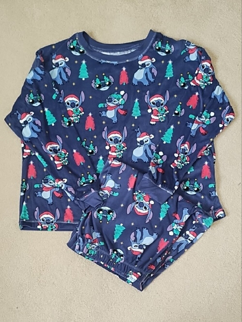 Disney Navy Blue Lilo And Stitch Christmas Pajama Set Valour XL